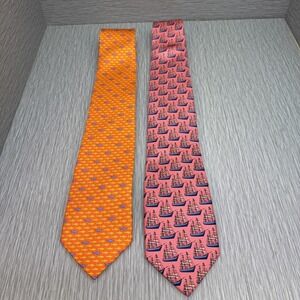 Cape Cod Neckwear Silk Ties Lot of 2 Nautical‎ Boat Print Preppy Classic